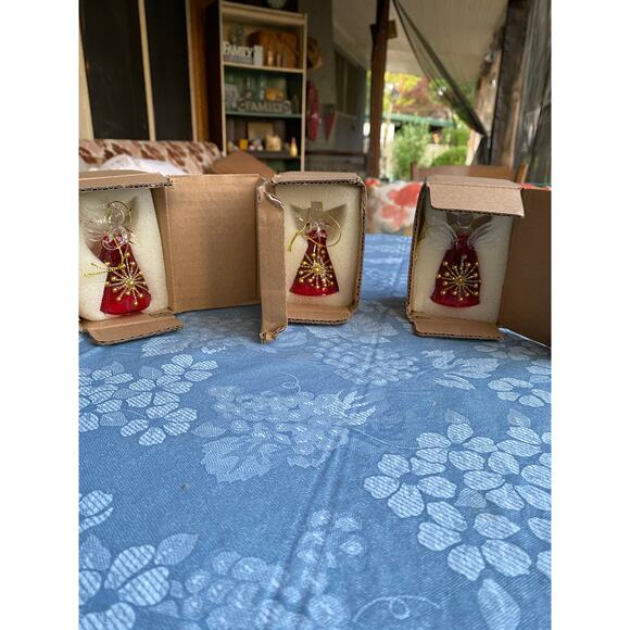 Glass angels red and gold. Set of Three (3) Christmas Ornaments NIB - Picture 4 of 16